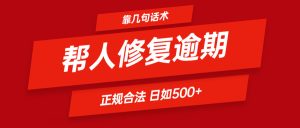 靠几句话术帮人解决逾期日入500＋ 看一遍就会 正规合法-聊项目