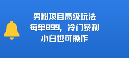 男粉项目高级玩法，每单899，冷门暴利，小白也可操作-聊项目