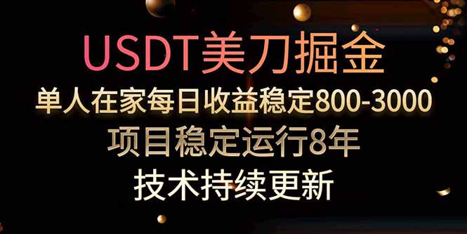 USDT美刀掘金，单人每日收益800-3000，稳定运行8年-聊项目