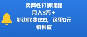 卖两性打牌课程，月入3W+外边收费899的课程，这里0元，悄悄做-聊项目