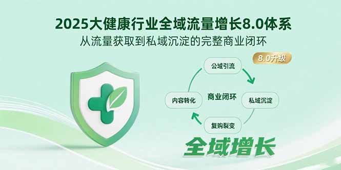 2025大健康行业全域流量增长8.0体系，从流量获取到私域沉淀的完整商业闭环-聊项目