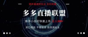 多多直播联盟 全新玩法 单机单日变现300+不要求电脑配置 玩法简单暴力-聊项目