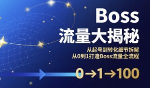 Boss流量大揭秘，从起号到转化细节拆解，从0到1打造Boss流量全流程-聊项目