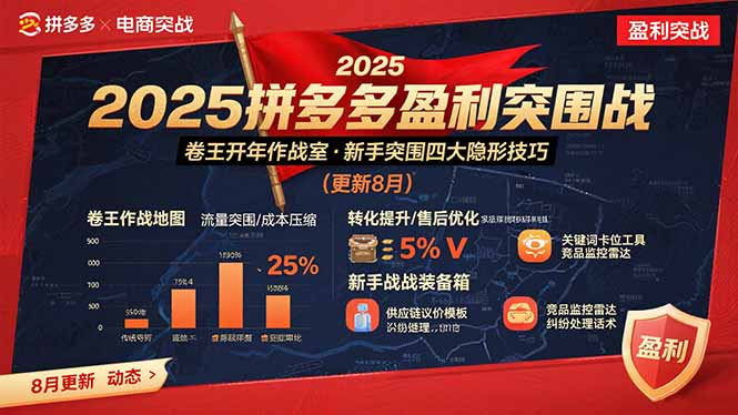 2025拼多多盈利突围战：卷王开年作战室，新手突围四大隐形技巧(更新8月-聊项目