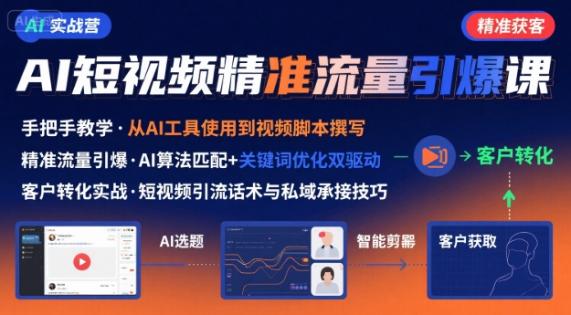 AI+短视频引爆精准客户实战营，手把手教你引爆Ai短视频精准流量-聊项目