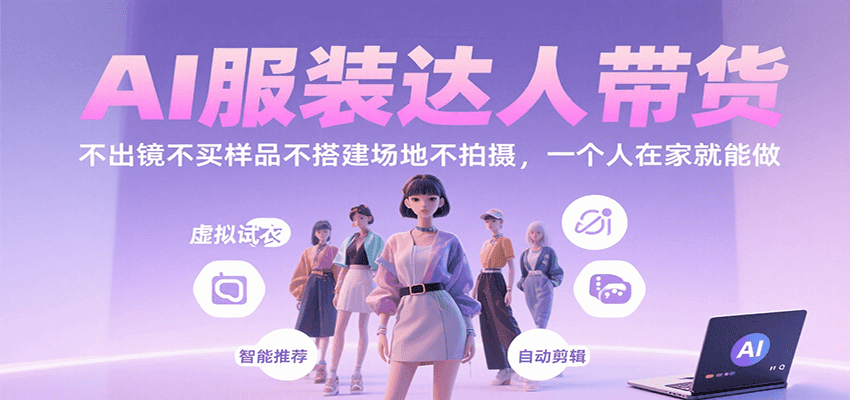 AI服装达人带货，不出镜不买样品不搭建场地不拍摄，一个人在家就能做-聊项目