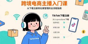 跨境电商主播入门课，TikTok下载注册，支付工具配置，社媒账号管理全流程-聊项目
