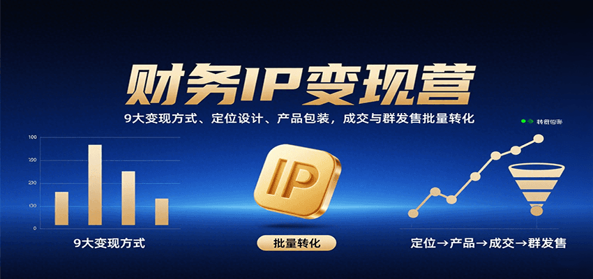 财务IP变现营：9大变现方式、定位设计、产品包装，成交与群发售批量转化-聊项目