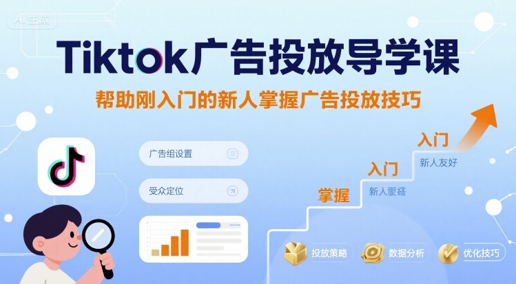 Tiktok广告投放导学课，帮助刚入门的新人掌握广告投放技巧-聊项目