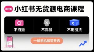 小红书无货源电商课程，不拍摄不露脸不用囤货，一部手机即可开店-聊项目