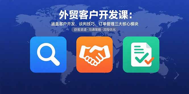 外贸客户开发课：涵盖客户开发、谈判技巧、订单管理三大核心模块-聊项目
