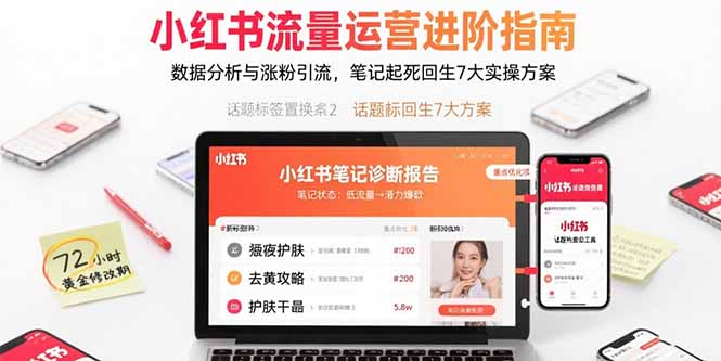 小红书流量运营进阶指南，数据分析与涨粉引流，笔记起死回生7大实操方案-聊项目