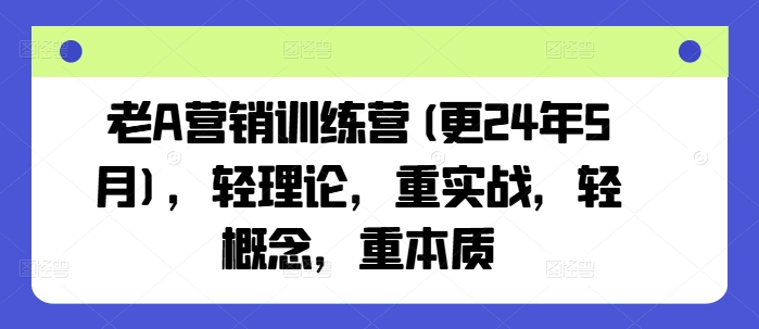 老A营销训练营(更25年8月)，轻理论，重实战，轻概念，重本质-聊项目