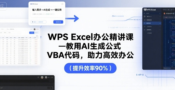 WPS Excel办公精讲课，教用 AI 生成公式，VBA 代码，助力高效办公-聊项目