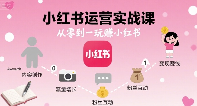 小红书运营实战课，从零到一玩賺小红书-聊项目