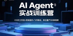AI Agent实战训练营，COZE工作流+剪映插件+飞书联动，单日量产100条视频-聊项目