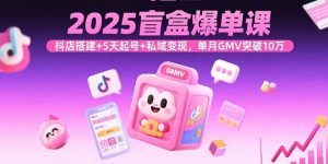 2025盲盒爆单课，抖店搭建+5天起号+私域变现，单月GMV突破10万-聊项目