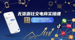无货源社交电商实操课，绕开传统互联网电商模式，撒豆成兵，实现跨平台交易-聊项目