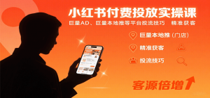 小红书付费投放实操课:巨量AD、巨量本地推等平台投流技巧精准获客-聊项目
