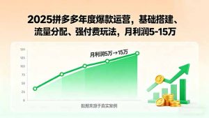 2025拼多多年度爆款运营，基础搭建、流量分配、强付费玩法，月利润5-15万-聊项目