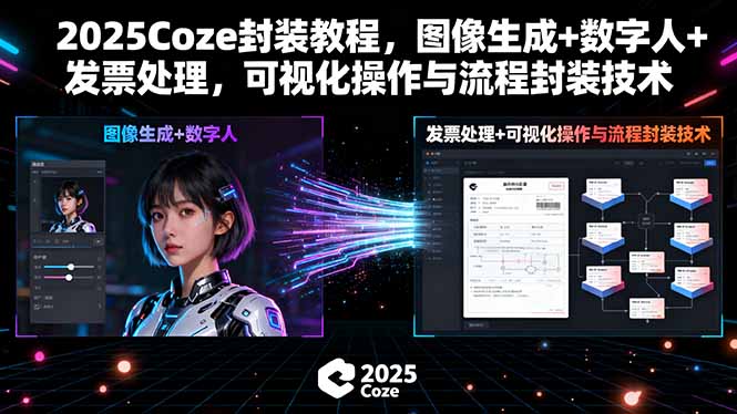 2025Coze封装教程，图像生成+数字人+发票处理，可视化操作与流程封装技术-聊项目