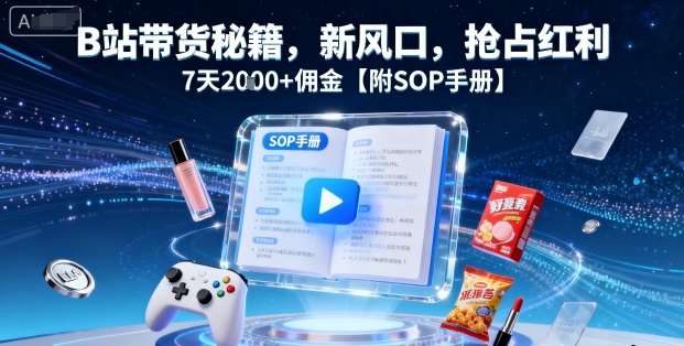 B站带货秘籍，新风口，抢占红利，7天2k+佣金【附SOP手册】-聊项目
