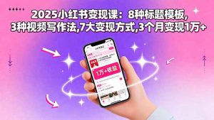 2025小红书变现课：8种标题模板,3种视频写作法,7大变现方式,3个月变现1万+-聊项目