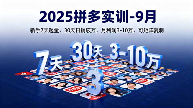 2025拼多多实训-9月：新手7天起量,30天日销破万,月利润3-10万,可矩阵复制-聊项目
