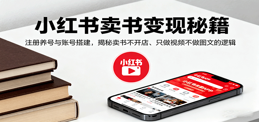 小红书卖书变现秘籍，注册养号与账号搭建，揭秘卖书不开店、只做视频不做图文的逻辑-聊项目