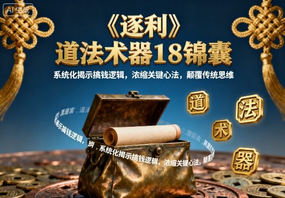 《逐利》道法术器18锦囊，系统化揭示搞钱逻辑，浓缩关键心法，颠覆传统思维-聊项目