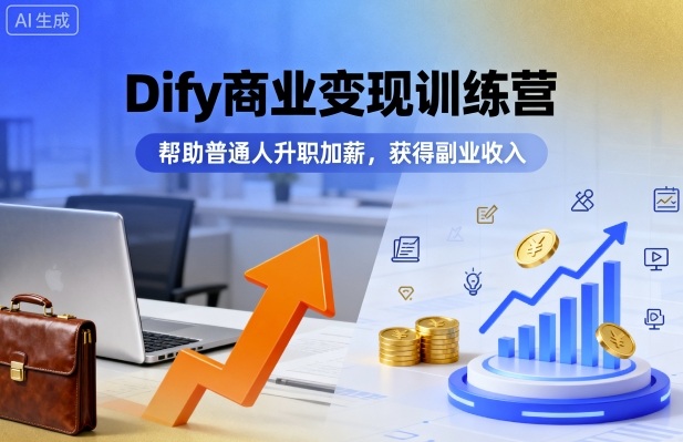 Dify商业变现训练营，帮助普通人升职加薪，获得副业收入-聊项目