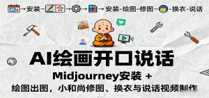 AI绘画开口说话，Midjourney安装 + 绘图出图，小和尚修图、换衣与说话视频制作-聊项目