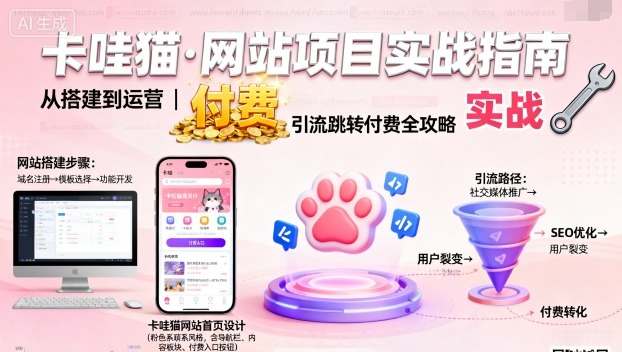 卡哇猫·网站项目，网站搭建与运营以及引流跳转付费-聊项目