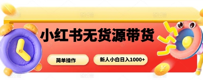 小红书无货源带货项目，简单无脑，新人小白日入多张-聊项目