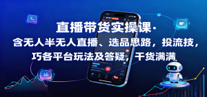 直播带货实操课：含无人半无人直播、选品思路，投流技巧，各平台玩法及答疑，干货满满-聊项目