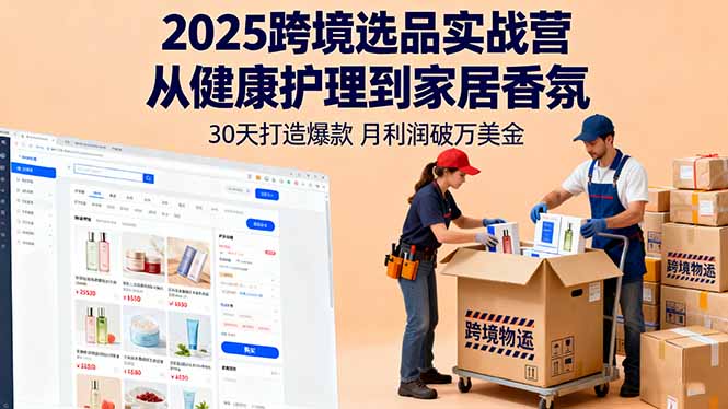 2025跨境选品实战营：从健康护理到家居香氛，30天打造爆款,月利润破万美金-聊项目