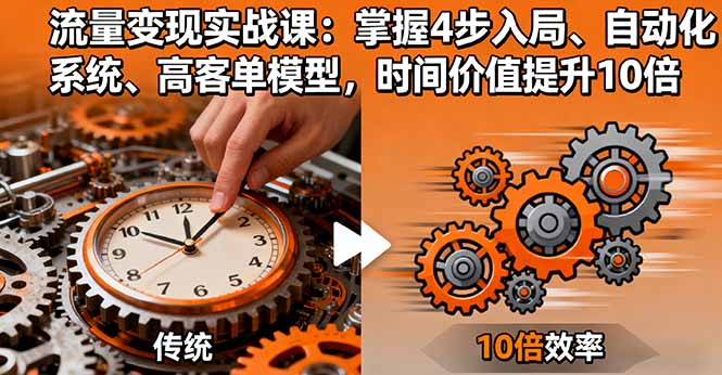 流量变现实战课：掌握4步入局、自动化系统、高客单模型，时间价值提升10倍-聊项目