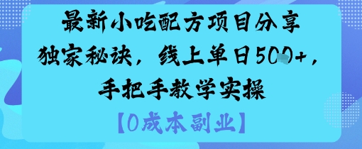 最新小吃配方项目分享独家秘诀，线上单日5张，手把手教学实操-聊项目