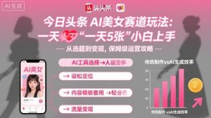 今日头条AI美女赛道玩法，一天轻松5张，小白轻松上手-聊项目
