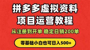 拼多多开店运营课程： 蓝海变现玩法，轻松实现睡后收入 零基础小白也可…-聊项目