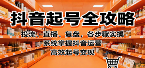 抖音起号全攻略，投流、直播、复盘，各步骤实操，系统掌握抖音运营，高效起号变现-聊项目