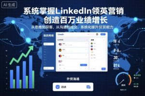 系统掌握LinkedIn领英营销，创造百万业绩增长，从思维到获客，从沟通到成交，系统化提升外贸能力-聊项目