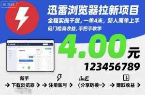 迅雷浏览器拉新项目，全程实操干货，一单4米，新人简单上手-聊项目