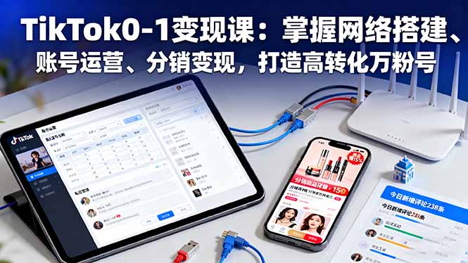 TikTok0-1变现课：掌握网络搭建、账号运营、分销变现，打造高转化万粉号-聊项目