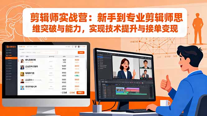 剪辑师实战营：新手到专业剪辑师思维突破与能力，实现技术提升与接单变现-聊项目