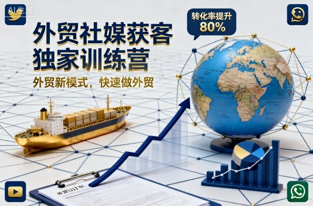 外贸社媒获客独家训练营，外贸新模式，快速做外贸-聊项目