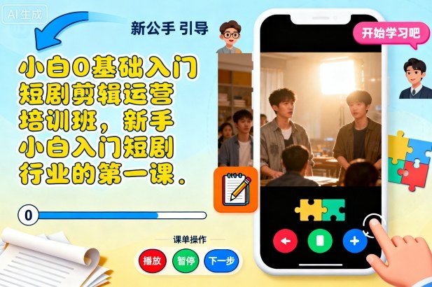 小白0基础入门短剧剪辑运营培训班，新手小白入门短剧行业的第一课-聊项目