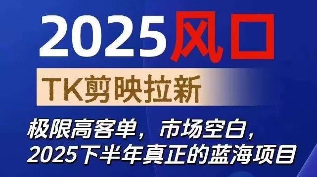 2025风口TK剪映capcut拉新项目，极限高客单，市场空白，2025下半年真正的蓝海项目-聊项目