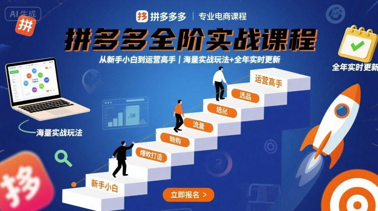 拼多多全阶实战课程，从新手小白到运营高手，海量实战玩法+全年实时更新【2025年10月更新】-聊项目