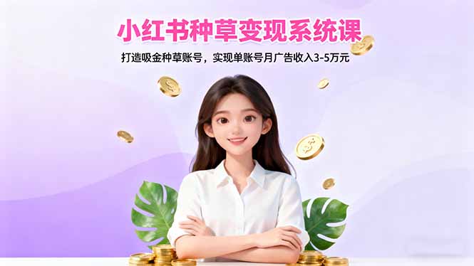 小红书种草变现系统课：打造吸金种草账号，实现单账号月广告收入3-5万元-聊项目